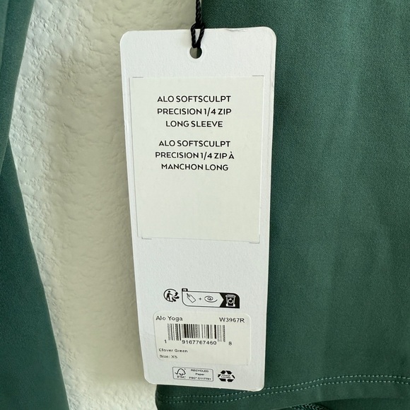 ALO Yoga SoftSculpt 1/4 Zip Long Sleeve in Clover Green - Picture 3 of 5